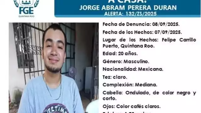 El joven fue identificado como Jorge Abraham Perera Durán, de 20 años de edad
