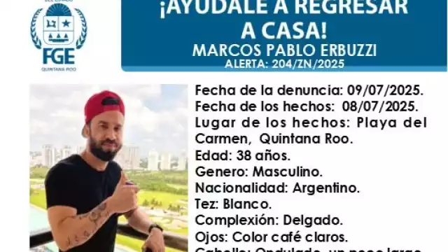 Marcos Erbuzzi desapareció el 8 de julio; sufre una condición médica grave que compromete su salud.