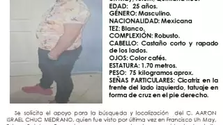 La FGE pide a la ciudadanía comunicarse al número 984 8730163 en caso de contar con alguna pista de su paradero