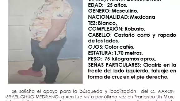 La FGE pide a la ciudadanía comunicarse al número 984 8730163 en caso de contar con alguna pista de su paradero La FGE pide a la ciudadanía comunicarse al número 984 8730163 en caso de contar con alguna pista de su paradero