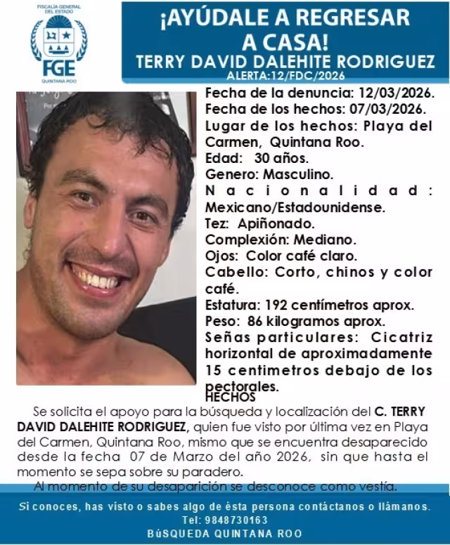 La Fiscalía difundió los datos generales y características físicas con el objetivo de que la ciudadanía pueda aportar información