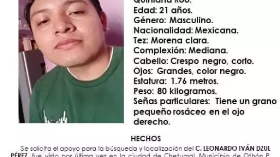 Joven desaparece en Chetumal Joven desaparece en Chetumal
