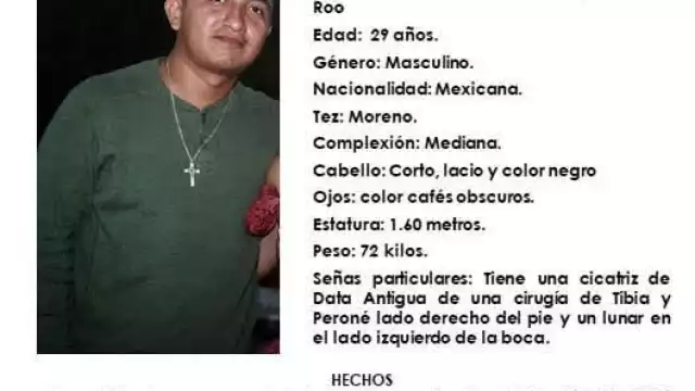 Ariel de Jesus Caamal Carrillo, de 29 años de edad, fue visto por ultima vez el pasado 16 de noviembre