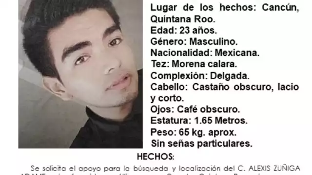 La FGE pide a la ciudadanía comunicarse al número 998 8817150 ext. 2169 en caso de contar con alguna pista de su paradero