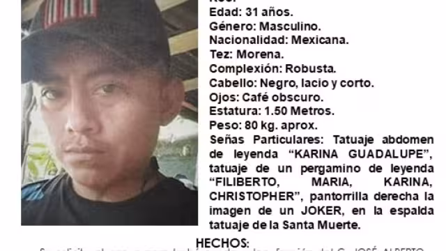 La FGE pide a la ciudadanía comunicarse al número 998 8817150 ext. 2169 en caso de contar con alguna pista de su paradero