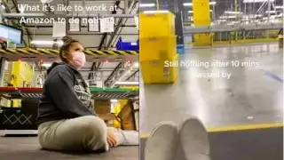 La trabajadora se volvió viral por su peculiar forma de trabajar. Foto: Captura de pantalla