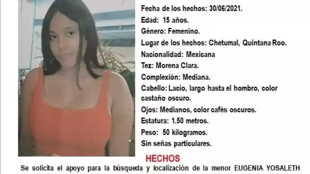 La FGE pide a la ciudadanía comunicarse al número 983 83 50050 ext.1132 en caso de contar con alguna pista de su paradero