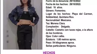 Según se informó, la niña desapareció el 28 de octubre de 2022. Fue victo por última vez en el municipio de Solidaridad, Quintana Roo.