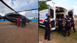 Trasladan en helicóptero a agente lesionado en retén de Chemax