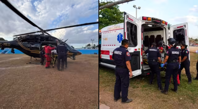 La SSP de Yucatán realizó el traslado aéreo de un agente lesionado desde Chemax hacia Mérida para su atención médica especializada.