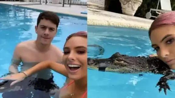 Lele Pons posa con cocodrilo y la acusan de maltrato animal