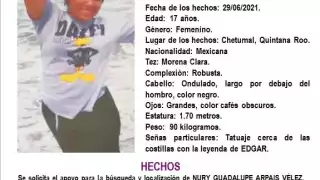 La FGE pide a la ciudadanía comunicarse al número 998 983 83 50050 ext.1132 en caso de contar con alguna pista de su paradero