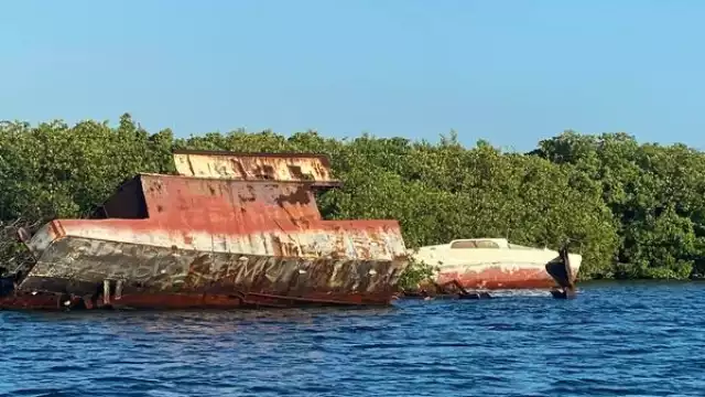 La mayoría de los barcos terminaron en el Islote La Carbonera por el Huracán Gilberto, que azotó a Quintana Roo el 14 de septiembre de 1988