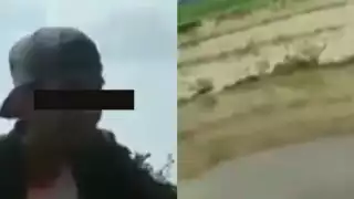 Dos sujetos se grabaron orinarinando en el socavón de Santa María Zacatepec