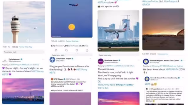 Los aeropuertos del mundo se sumaron al trend de BTS. Foto: Captura de pantalla