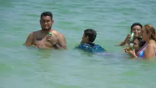 Los visitantes se encuentran realizando juegos o degustando platillos en alguno de los múltiples establecimientos del área