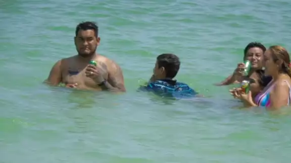 Los visitantes se encuentran realizando juegos o degustando platillos en alguno de los múltiples establecimientos del área