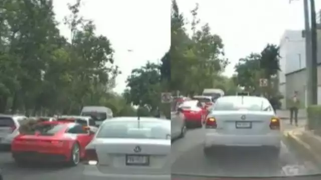 El hombre de saco cafe asaltó al conductor de unto de lujo a plena luz del día. Foto: Especial