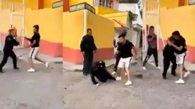 En Ecatepec se registró una pelea entre un policía y un joven. Foto: Capturas de pantalla