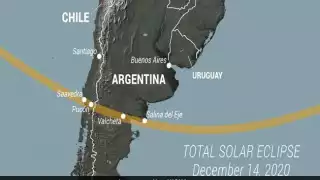 Este es el tramo que recorrerá el eclipse de sol mañana 14 de diciembre del 2020