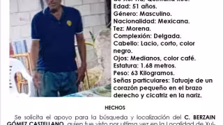 Desaparece hombre de 51 años en Xul-Ha, Chetumal; FGE pide ayuda para localizarlo