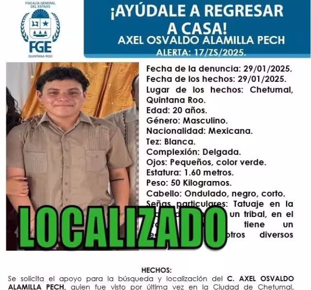 Axel Osvaldo fue localizado con vida.