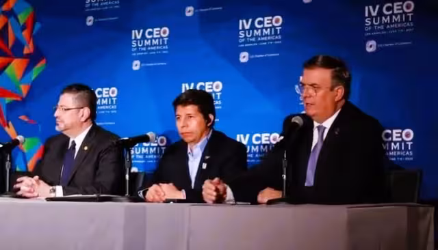 Marcelo Ebrard participó en la mesa por la sustentabilidad oceánica convocada por el presidente de Chile, Gabriel Boric. Foto: Captura de pantalla