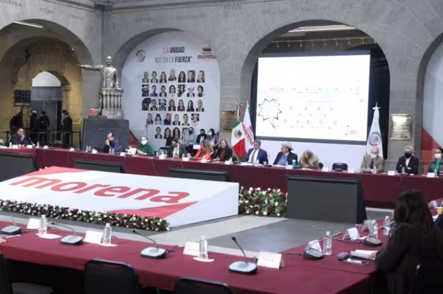 Rocío Nahle habló por más de 40 minutos durante la plenaria de los senadores de Morena. Foto: Senadores de Morena