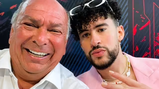 El papá de Checo Pérez no perdió la oportunidad de sacarse una foto con Bad Bunny. Foto: Twitter @APerezGaribay