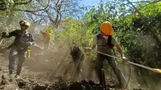 Los brigadistas son vecinos de la zona que ya tienen experiencia en apagar incendios. Foto: Twitter @CNPC_MX