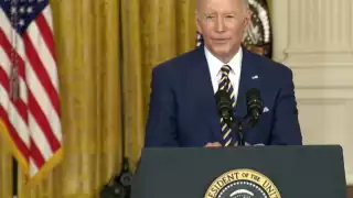 El presidente Biden dio una conferencia de prensa por su primer año de mandato. Foto: Captura de pantalla conferencia
