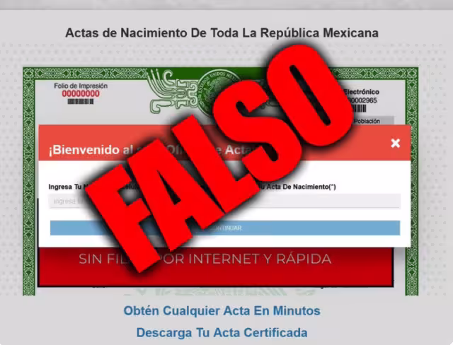 Se alertó a los usuarios de un sitio electrónico que ofrece actas certificadas por 487 pesos