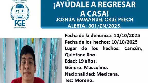 Desaparece joven con autismo de 19 años en Benito Juárez; Fiscalía emite ficha de búsqueda