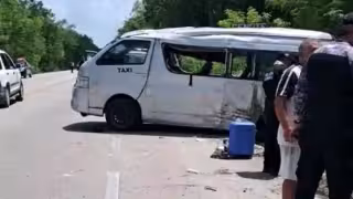 Choque múltiple deja ocho lesionados en  la carretera Mérida-Cancún