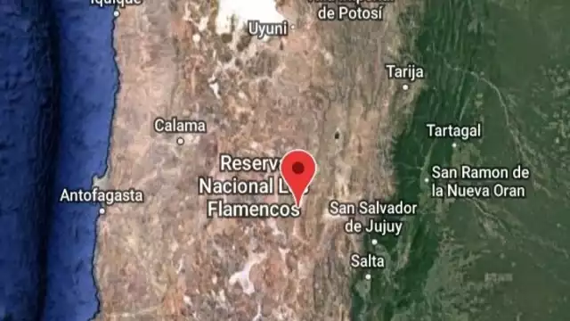 El sismo se registró en la frontera entre Chile y Argentina. Foto: Google Maps