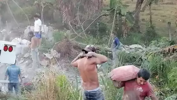 Trascendió que el conductor se dormitó y perdió el control de la pesada unidad Trascendió que el conductor se dormitó y perdió el control de la pesada unidad