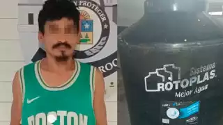 Lo capturaron mientras robaba un tinaco de un Jardín de niños