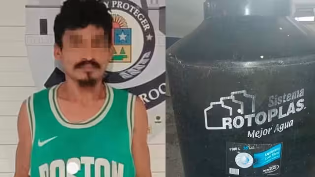 Lo capturaron mientras robaba un tinaco de un Jardín de niños