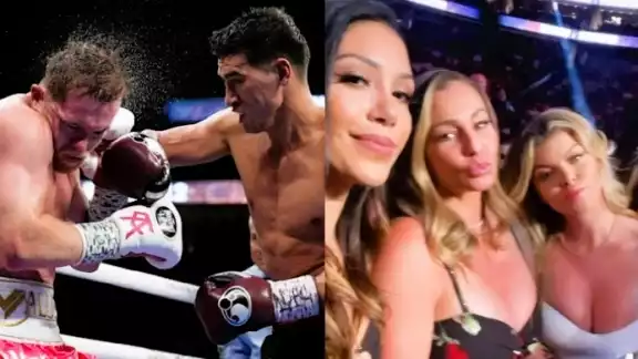 Las tres mujeres robaron la atención en la pelea del 'Canelo' vs Bivol. Foto: Especial Las tres mujeres robaron la atención en la pelea del 'Canelo' vs Bivol. Foto: Especial