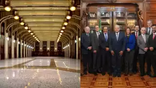 El presidente Andrés Manuel López Obrador convocó a una cena en el Salón Tesorería. Foto: Especial