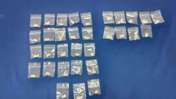 Al solicitar una inspección, los elementos policiacos encontraron varias bolsitas con lo que parecía ser droga