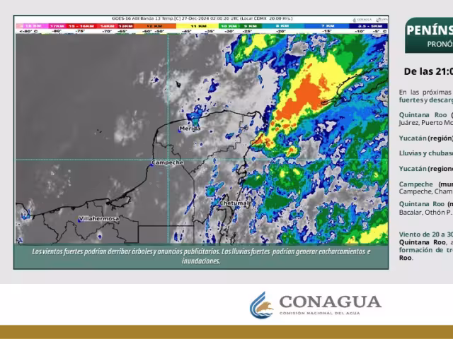 Municipios de Campeche, Yucatán y Quintana RoO deben tomar precauciones por fuertes lluvias.