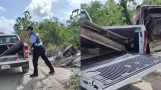 Sorprenden a trabajadores de Aguakan  tirando basura  en área verde de Playa del Carmen: VIDEO  