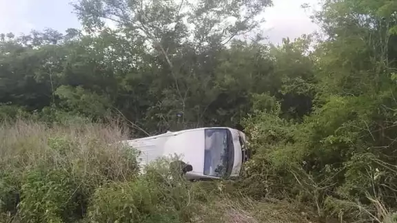 La camioneta dio varias vueltas hasta terminar dentro de la maleza La camioneta dio varias vueltas hasta terminar dentro de la maleza