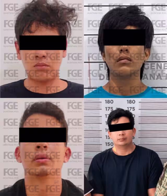 Los detenidos fueron identificados como Brandon Miguel “N", Jeu Bryan “N”, Mario David “N” y Moisés “N”