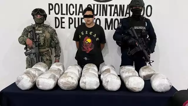 El detenido junto con la droga fueron puestos a disposición de la Fiscalía General de la República