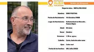 Fiscalía de Yucatán activa Protocolo Alba para localizar a ciudadano de Países Bajos