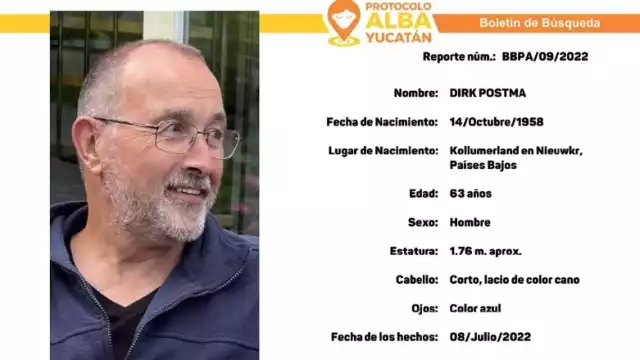 Fiscalía de Yucatán activa Protocolo Alba para localizar a ciudadano de Países Bajos