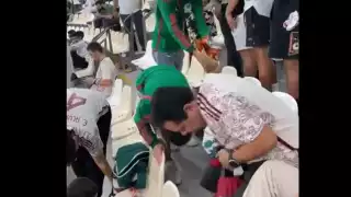 Aficionados mexicanos limpian estadio