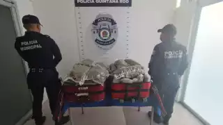 Las autoridades dieron a conocer que aseguraron 47 paquetes con enervantes en dos maletas,